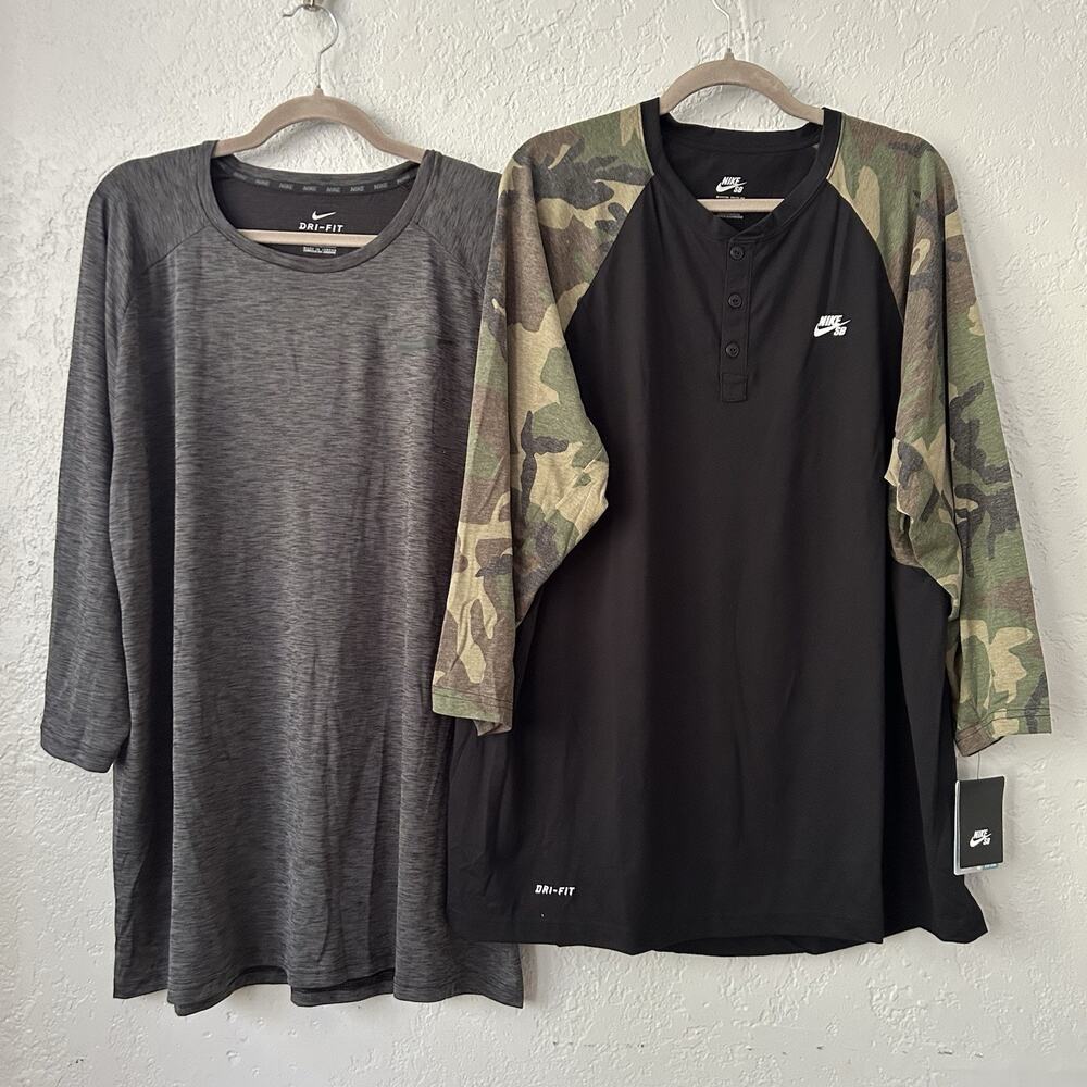 Nike Dri-FIT Shirt Men’s XXL 2XL Nike SB Camo Raglan NWT Athletic Active
